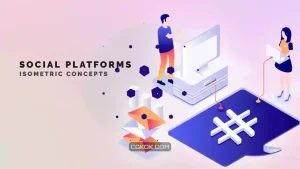 پروژه افترافکت موشن گرافیک پلتفرم شبکه اجتماعی Social Platforms – Isometric Concept