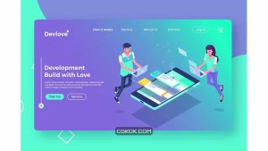 دانلود طرح وکتور لندینگ پیج توسعه دهنده نرم افزار Software Developer – Landing Page Illustration