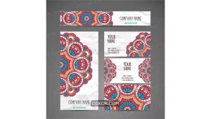 دانلود وکتور ست اداری ماندالا Stationery with mandalas
