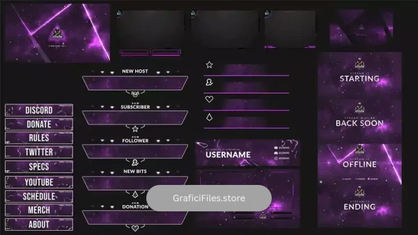 پروژه افترافکت یوتیوب اجزای استریم آنلاین Stream Package – Overlays, Screens V4