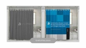 دانلود موکاپ پرده حمام Sublimation Shower Curtain Mockup