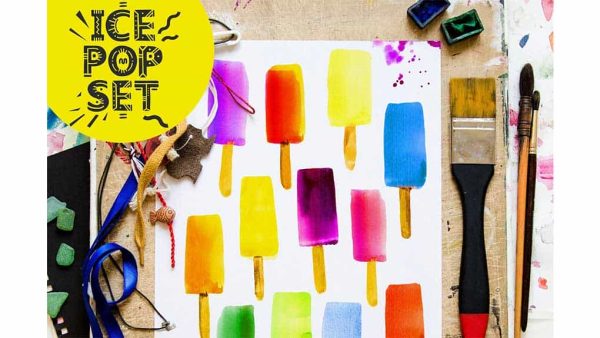 دانلود کلیپ آرت بستنی Summer Mood, Watercolor Set With Ice