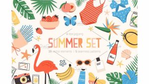 دانلود وکتور تابستان Summer set