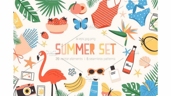 دانلود وکتور تابستان Summer set