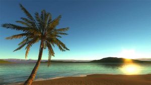دانلود بک گراند موشن گرافیک غروب خورشید در ساحل گرمسیری Sun Setting On Tropical Beach