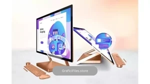 دانلود موکاپ مایکروسافت سرفیس Surface Studio Zoom In Mockup