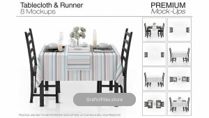 دانلود موکاپ رو میزی و رانر Tablecloth & Runner Mockup Set