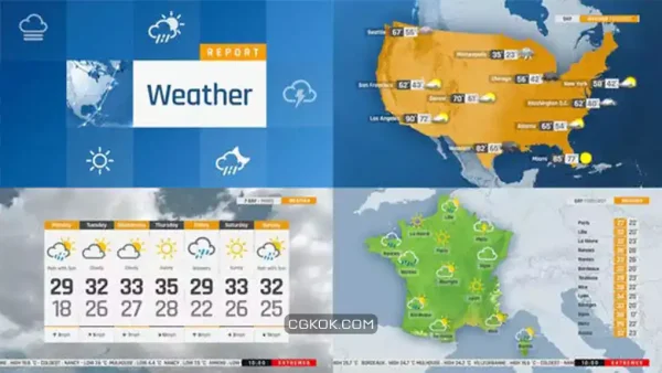 پروژه افترافکت پیش بینی آب و هوا The Complete World Weather Forecast ToolKit