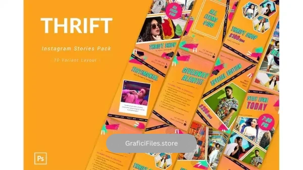 دانلود طرح لایه باز اینستاگرام Thrift – Instagram Template Pack