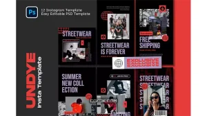 دانلود طرح لایه باز اینستاگرام Undye Streetwear Instagram Template