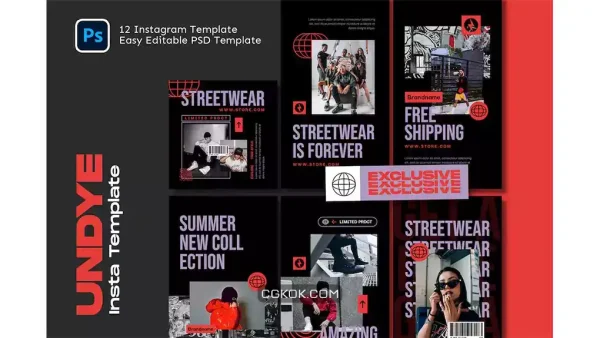 دانلود طرح لایه باز اینستاگرام Undye Streetwear Instagram Template