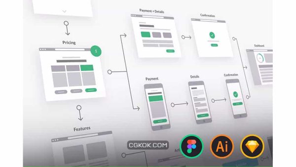 دانلود طرح لایه باز فلوچارت تجربه کاربری UX Flowchart Cards