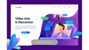 دانلود طرح وکتور لندینگ پیج چت تصویری Video Chat Landing Page