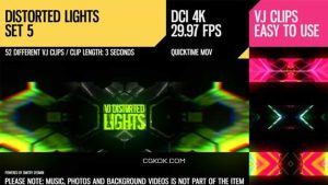 دانلود فوتیج رقص نور VJ Distorted Lights 4K Set 5