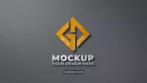 دانلود موکاپ لوگو بر روی دیوار Wall logo mockup