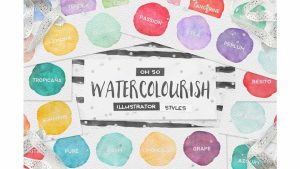 دانلود استایل آماده ایلوستریتور آبرنگی Watercolor AI Styles + EXTRAS
