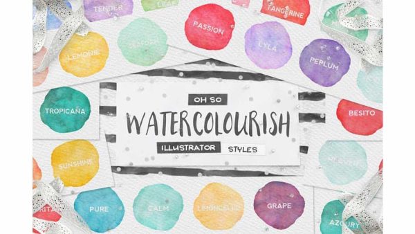 دانلود استایل آماده ایلوستریتور آبرنگی Watercolor AI Styles + EXTRAS
