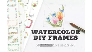 دانلود طرح لایه باز قاب و فریم آبرنگی Watercolor DIY Frames