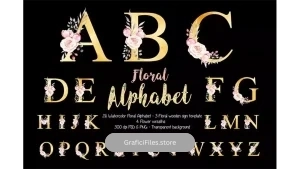 دانلود کلیپ آرت حروف الفبا با گل آبرنگی Watercolor Floral Alphabet