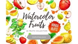 دانلود کلیپ آرت میوه آبرنگی Watercolor Fruits