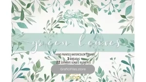 دانلود کلیپ آرت آبرنگی برگ سبز Watercolor “Green Leaves” clip arts