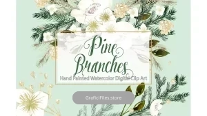 دانلود کلیپ آرت آبرنگی کریسمس Watercolor mint christmas design