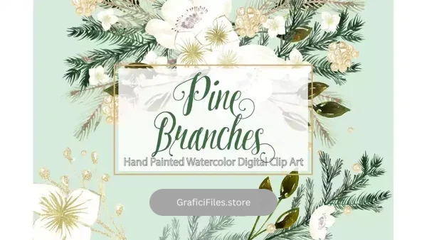 دانلود کلیپ آرت آبرنگی کریسمس Watercolor mint christmas design