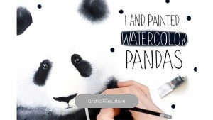 دانلود کلیپ آرت پاندا Watercolor Pandas
