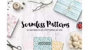 دانلود پترن آبرنگی Watercolor seamless patterns set