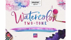 دانلود استایل، اکشن و براش آبرنگی WATERCOLOR TWO-TONE Photoshop