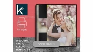 دانلود قالب ایندیزاین آلبوم عکس عروسی Wedding Photo Album Template E