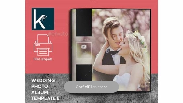 دانلود قالب ایندیزاین آلبوم عکس عروسی Wedding Photo Album Template E