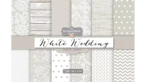 دانلود بک گراند کاغذ دیجیتال عروسی White wedding digital paper pack