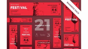 دانلود طرح لایه باز بنر فستیوال شراب Wine Festival Banner Pack Template
