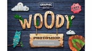 دانلود استایل آماده چوب مخصوص فتوشاپ WOODY Photoshop Design Kit