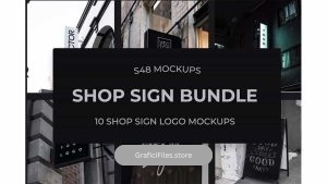 دانلود موکاپ لوگو فروشگاه X Shop Sign Logo Mockups
